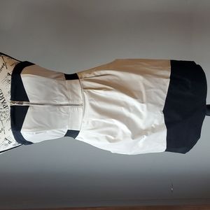 H&M Beige & Black Strapless Dress with pockets, size 6